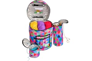 ATHENA'S ELEMENTS KNITTING & CROCHET BAG with ACCESSORIES - Water Resistant & Tangle-Free Yarn Storage Tote, Crocheting Supplies Organizer & WIP Project Holder with Clear Pocket - Sturdy & Lightweight - Set of 3