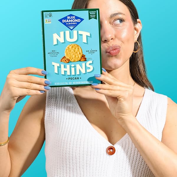 BLUE DIAMOND ALMONDS, PECAN THINS GLUTEN FREE CRACKER CRISPS PERFECT FOR SNACKING, 4.25 OZ
