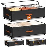 powerful xishan Under Bed Storage with Wheels, 35.5 inches Underbed Storage Large Capacity Under Bed Rolling Containers, 2 Pack Under the Bed Storage for Clothes, Shoes, Blankets (Deep Black)