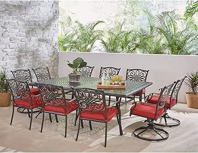 Hanover TRADDN11PCSW4-RED Traditions - Juego de comedor con 4 rodillos