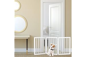 Pet Gate - 3 Panel Indoor Foldable Dog Fence for Stairs, Hallways, or Doorways - 55x24-Inch Freestanding Dog Gates by PETMAKE