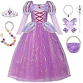 ReliBeauty Princess Dress up for Girls Puff Sleeves Princess Costume with Accessories Purple