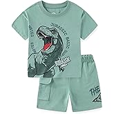 Jurassic World Rebirth Boys 2 Piece Short Sleeve T-Shirt and French Terry Shorts Set for Big Kids
