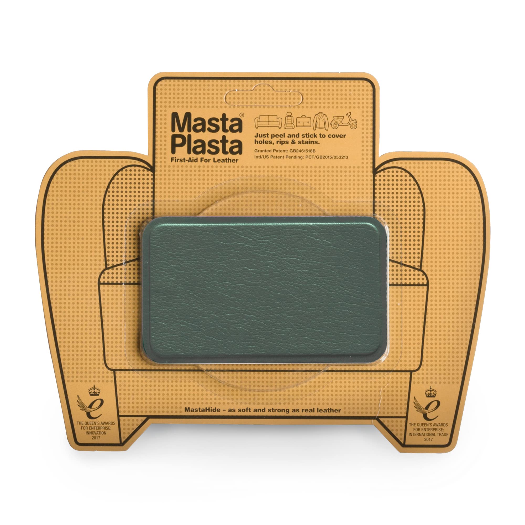 MastaPlasta Premium Easy All-in-One Leather Repair Kit. Leather Patches for Sofas Self Adhesive - Green 10cm x 6cm (4in x 2.4in). Upholstery Leather Repair Patch for Car Seats, Chairs, DIY, Craft