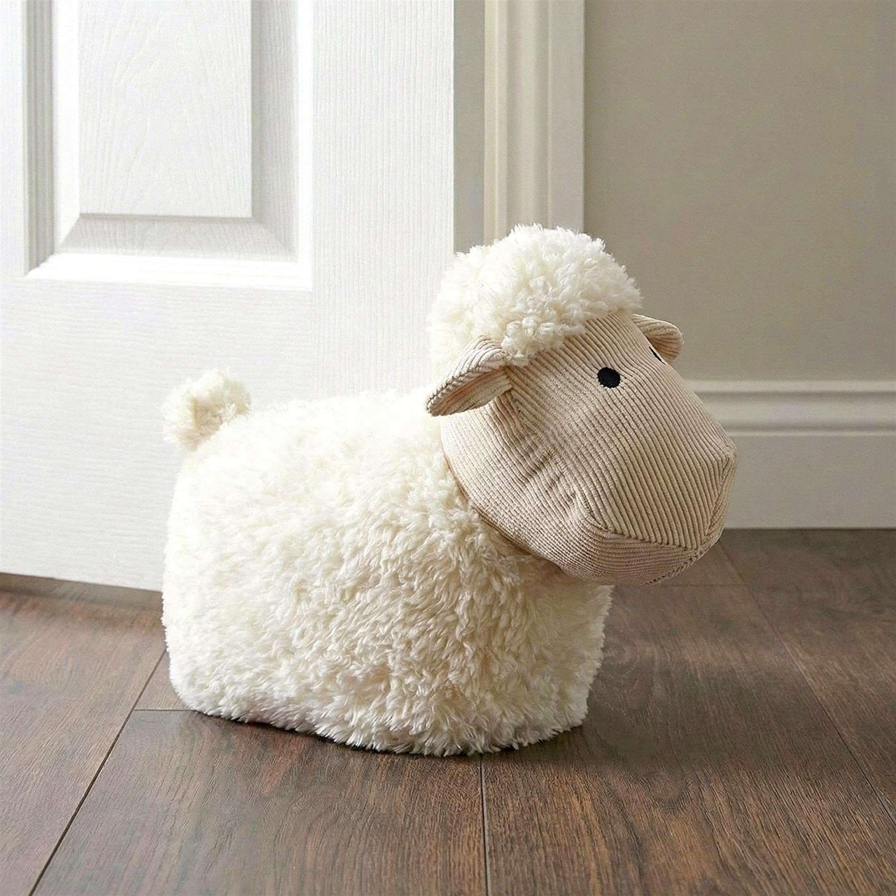 GEEZY Weighted Door Stop Animal - Novelty Fabric Sheep Floor Stopper with Sand Filling - Decorative Lamb Door Holder for Wood, Carpet, Home Bedroom & Living Room