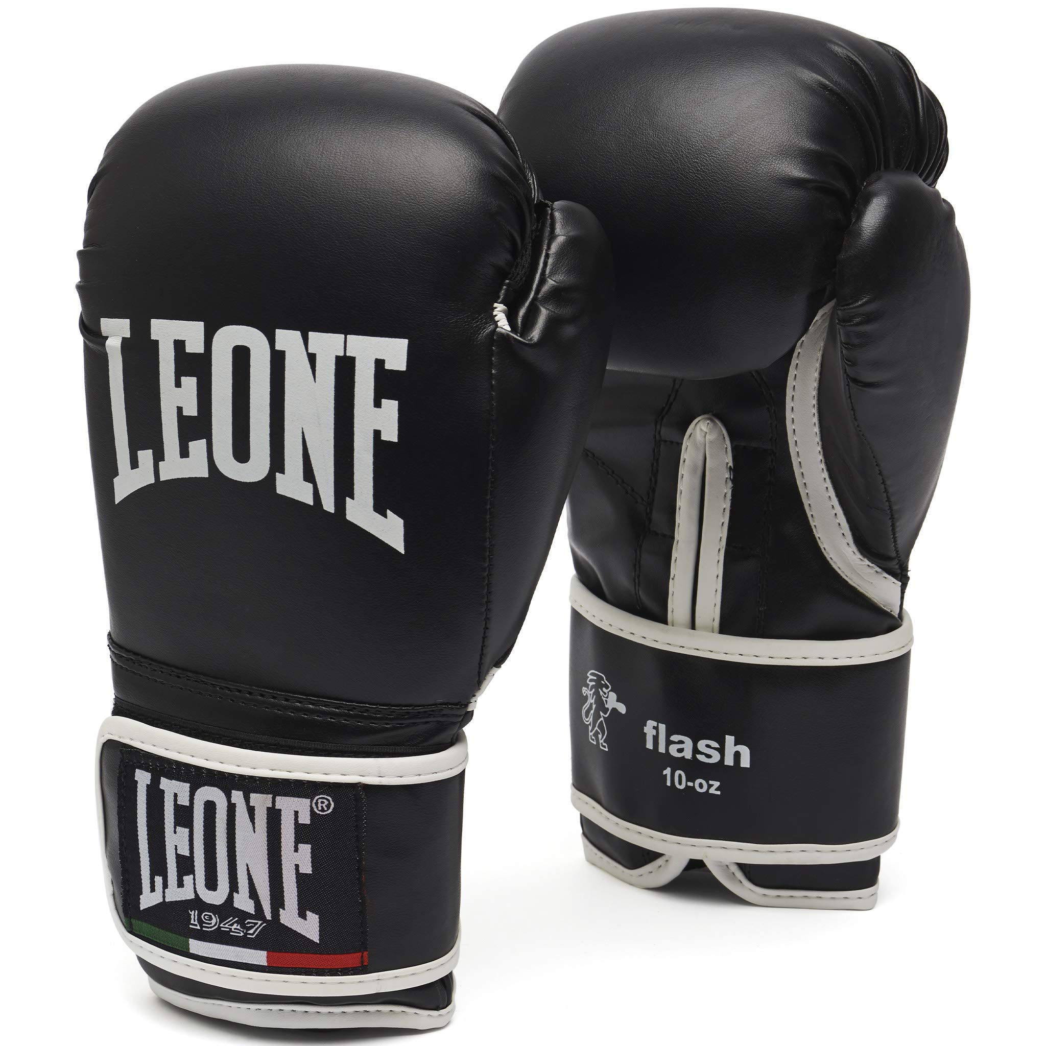 LEONE 1947, Flash Boxing Gloves, Unisex Adult, Black, 10 OZ, GN083