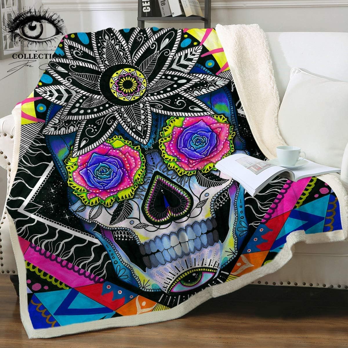 Holiday Throw Blanket（60"x80" Sugar Skull by Pixie Cold Art