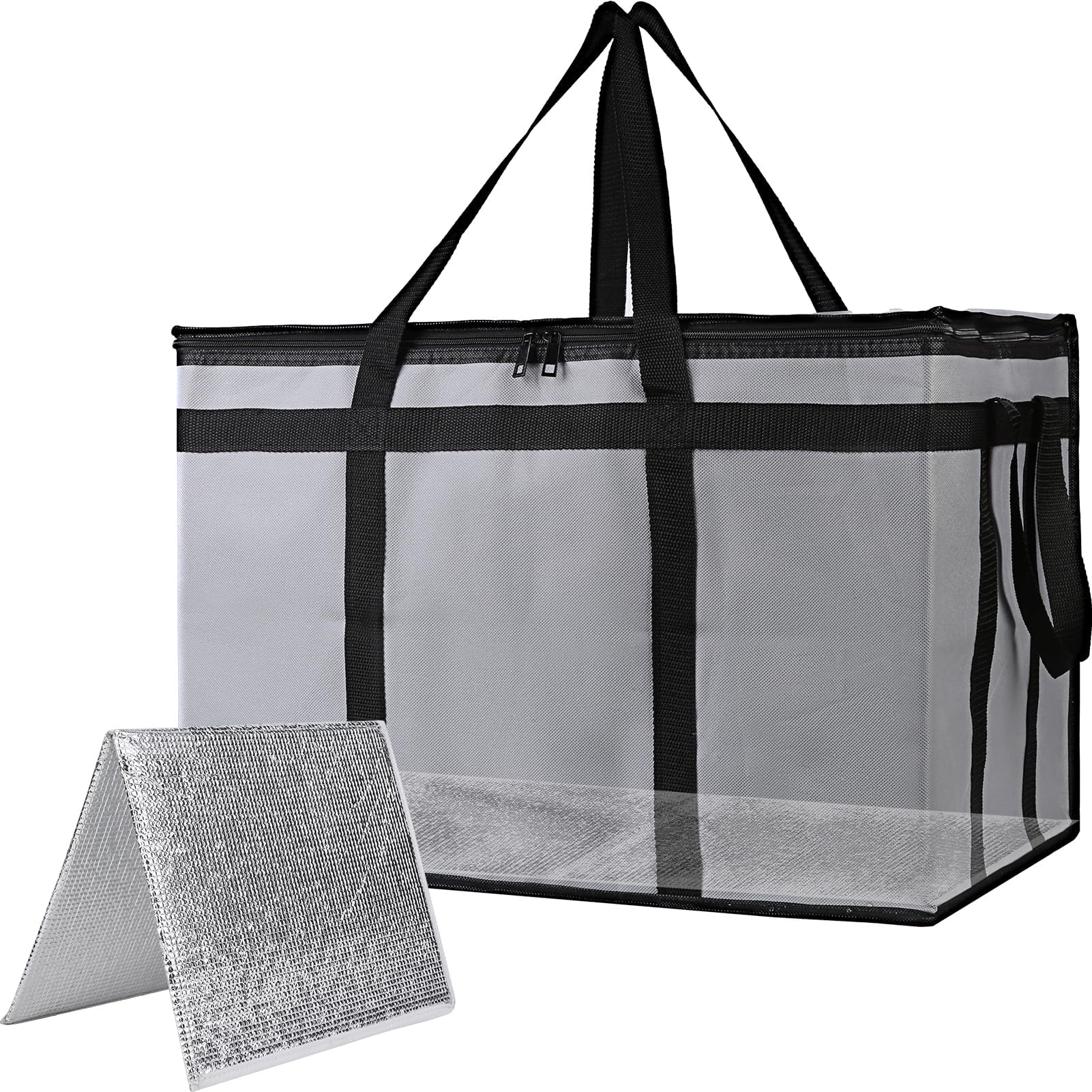 Photo 1 of Bodaon Cooler Insulated Food Delivery Bag with Hard Bottom for Doordash/Uber Eats, XXX-Large Thermal Bags for Catering/Hot Pizza, Travel/Camping/Picnic Basket?Grocery Reusable Warmer and Frozen, Gray