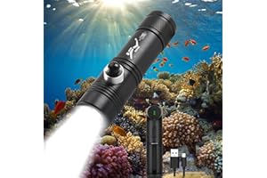 XLENTGEN Scuba Diving Flashlight, 18000 Lumen Waterproof Underwater LED Submarine 3 Lighting Dive Lights for Under 120 Meters Sea Cave at Night(with Rechargeable Battery/Charger)