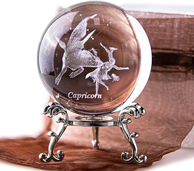 HDCRYSTALGIFTS 60mm Constellation Capricorn Crystal Ball with Stand