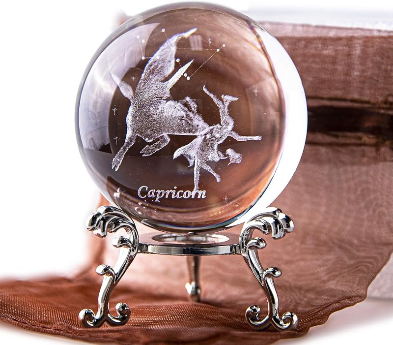 HDCRYSTALGIFTS 60mm Constellation Capricorn Crystal Ball with Stand