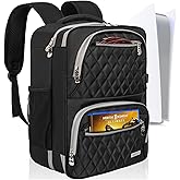 AKOZLIN Travel Gaming Console Backpack Compatible with Play Stantion 5 4 PS5 Pro/PS4/PS4 Pro/PS4 Slim/Xbox One X S With Pockets for Accessories [Video Game]