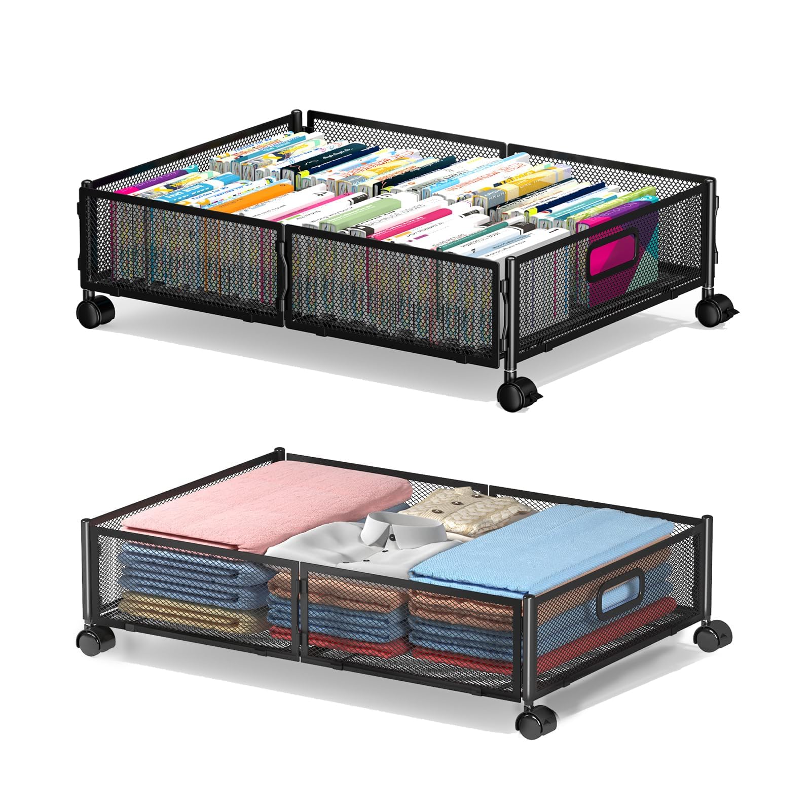 Underbed Storage Box, Clothes Storage, Foldable, Easy Install, Large Capacity, Space Saving