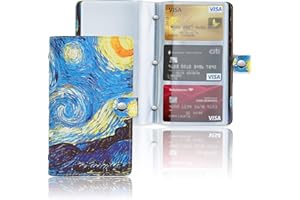 lizimandu Business Card Holder Book, Business Card Book Case PU Leather Organization Binder Name ID Card Holder for Men & Women, Up to 96 Cards Capacity(1-Starry Sky)