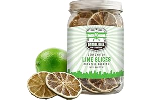 Barrel Roll Bar Essentials USA Grown Dried Lime Slices for Cocktails | 4 Ounces of Large Dehydrated Limes | Lime Cocktail Garnish | Dried Fruit for Cocktails & Healthy Snacks | Preservative Free