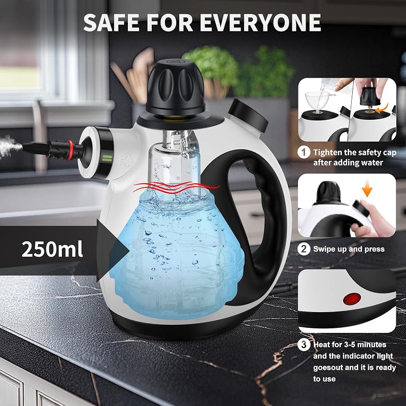 Dampfreiniger Handgerät mit 14 Zubehörteilen,1050W, 3.2 Bar, Chemiefrei — Foto 7 von 7