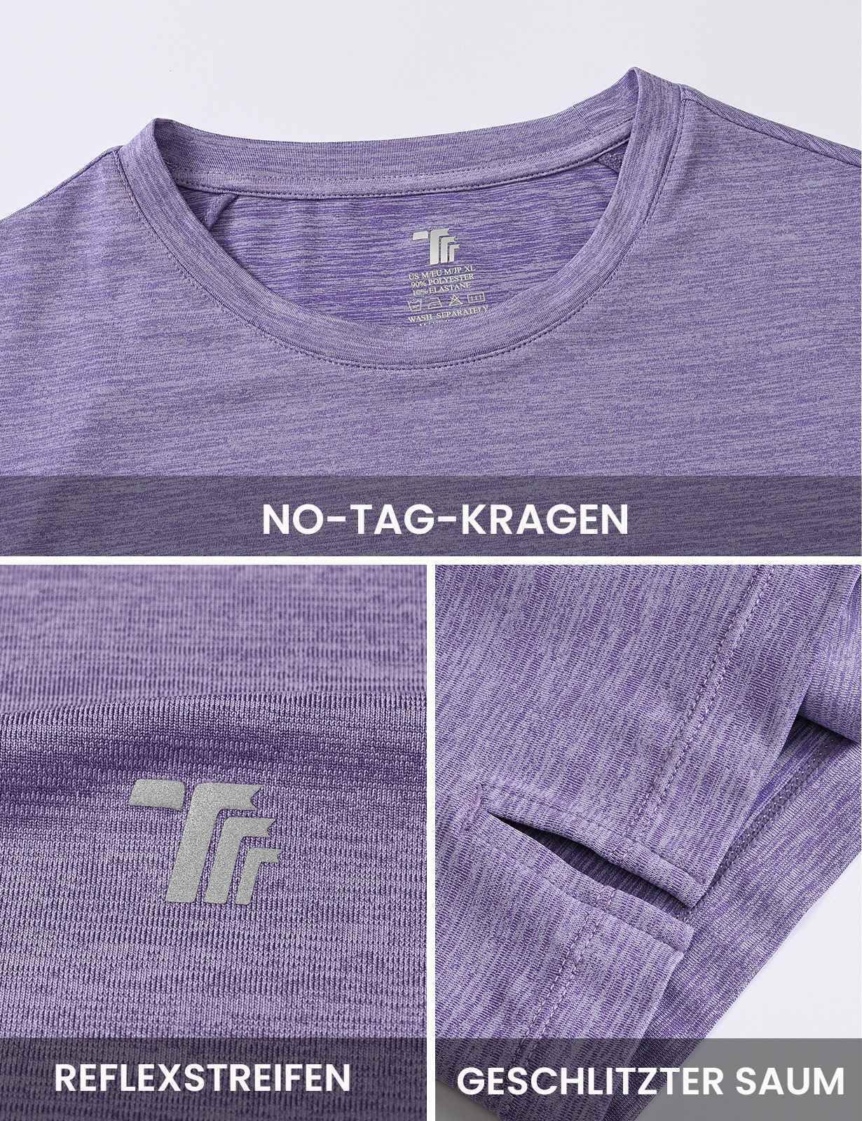 Rdruko Sport Tshirts Herren Funktionsshirt Kurzarm Laufshirt Schnelltrocknend UV Shirt Atmungsaktiv Trainingsshirt Männer für Gym Fitness Workout - Tiefviolett, L 5