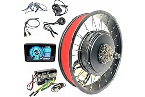 SZWEDI 72V5000W Hub Motor Kit for Electric Bicycle 20x4.0 inch Rear Drive Fat Bike 175 Dropout with TFT Color Display Conversion Kit