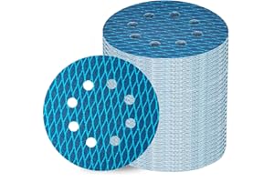 ZHONGHAINUO Orbital Sander Sandpaper 5 Inch 8 Hole Sanding Disc Hook and Loop Pads Sand Paper 180 Grit for Wood Metal 70 PCS Blue Aluminum Oxide Anti Blocking Rhombus Sanding Discs
