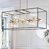 Possini Euro Design Fitzgerald Matte Black Gold Linear Pendant Chandelier 38" Wide Mid Century Modern Open Rectangular Frame 