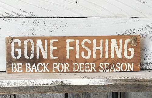 Amazon.com: Gone Fishing Be Back For Deer Season Pallet Wood Sign: Handmade