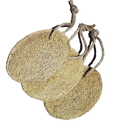 The Happy Turtle Natural Loofah Pack of 3: 100% Natural, Biodegradable, Plastic-free: Gentle Exfoliant, Suitable for all skin types