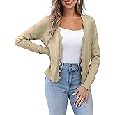 VOIANLIMO Womens Casual Long Sleeve Sweaters Knit Open Front Cropped Bolero Short Cardigan