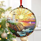 AVERXO Lighthouse Decor Christmas Decorations - Suncatcher Christmas Ornaments 2026 for Xmas Decorations - Lighthouse Gifts for Women Men, Boho Ocean Gifts for Women Men Mom Dad Ocean Lovers