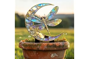 Stained Glass Dragonfly Acrylic Garden Stake, Indoor and Outdoor Garden Acrylic Decoration, Idea Gift for Flower Potted Ornam