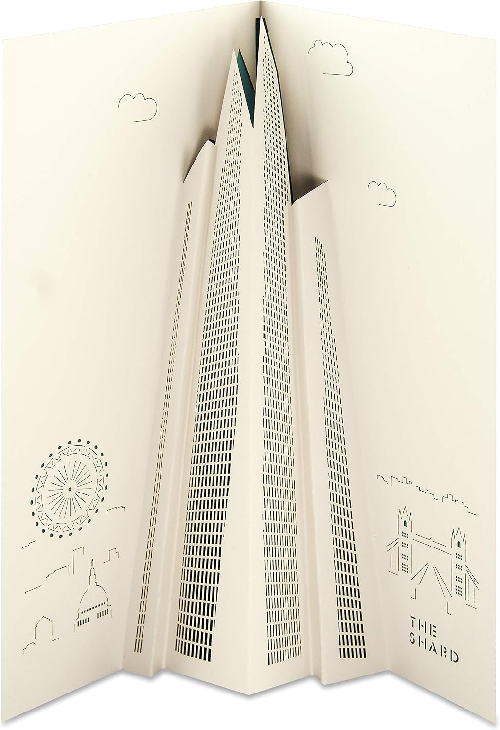 Spots London The Shard pop-up card, Navy cover and ivory inner pop-up, 103mm x 213mm