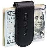 Leather Money Clip - Strong Magnets Holds 30 banknotes - for Men - Cash Leather Card Holder - Gift Box