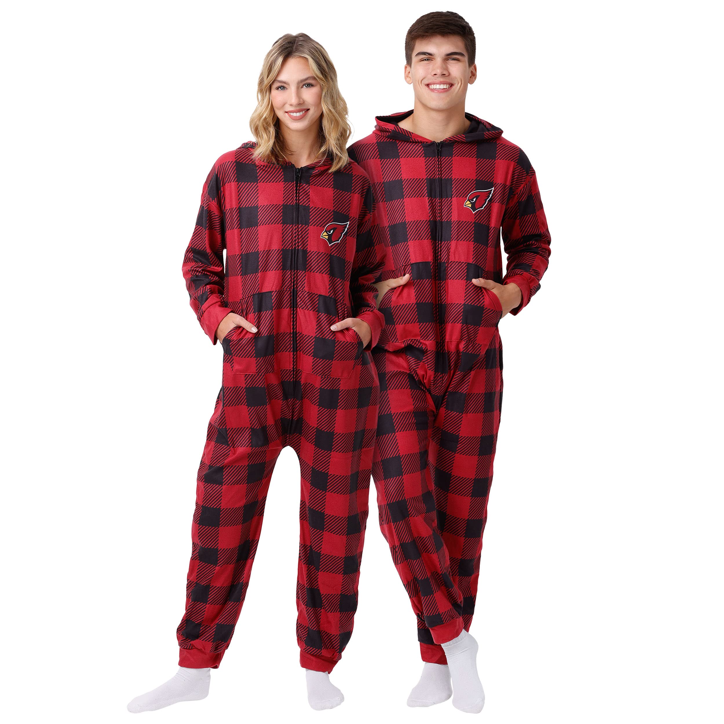 FOCO Arizona Cardinals NFL Plaid One Piece Pajamas - M Image