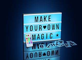 EASYmaxx LED Leuchtkasten-Set mit Farbwechsel und Timerfunktion | Inklusive 173 austauschbare Buchstaben und Symbole | Verschiedene Farbwechsel-Modi | Batteriebetrieben und USB Anschluss [A4 Format]