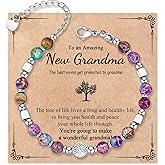 Wisedawn Tree of Life Bracelet of Grandma, Unique Birthday Mothers'Day Christmas Gifts with Blessing Quote Card