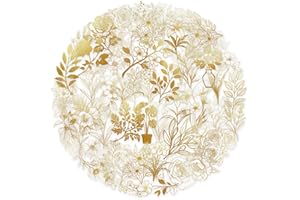 50 Sheets Flowers Sticker Golden Plant Decal Reward Floral Decorative for Journal
