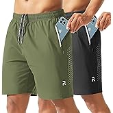 Riskrole Men's Workout Athletic Shorts 2 Pack 7 Inch Inseam Lightweight Quick Dry Running Shorts Hiking Gym Basketball Shorts