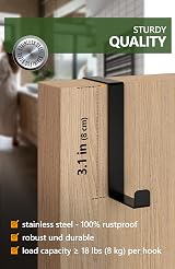 4smile Over Door Hook Set of 10 Black Hangers Leaf Depth 1.4in & 1.6in view 5