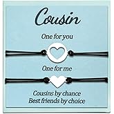 Cueemoff Cousin Gifts for Women Cousins by Chance Best Friends by Choice Matching Bracelets for 2 Sisters Brothers Jewelry Heart Adjustable Bracelet Birthday Gifts Gift