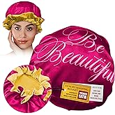 BE BEAUTIFUL EXTENSIONS Ruffle Women Girls Satin Silk Sleeping Night Bonnet Cap for Natural Hair