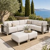 Aoxun Patio Furniture Set with 10'' Thick Cushions (8 Piece, Gray/Beige) | Outdoor Sectional Sofa with 5.5’’ Wide Armrests, M