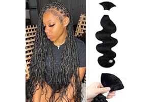 Liqusee Human Braiding Hair 100g One Bundle/Pack 18 Inch Natural Black Body Wave Curly Bulk Human Hair for Braiding No Weft 100% Unprocessed Brazilian Human Hair Braiding Hair for Boho Braids