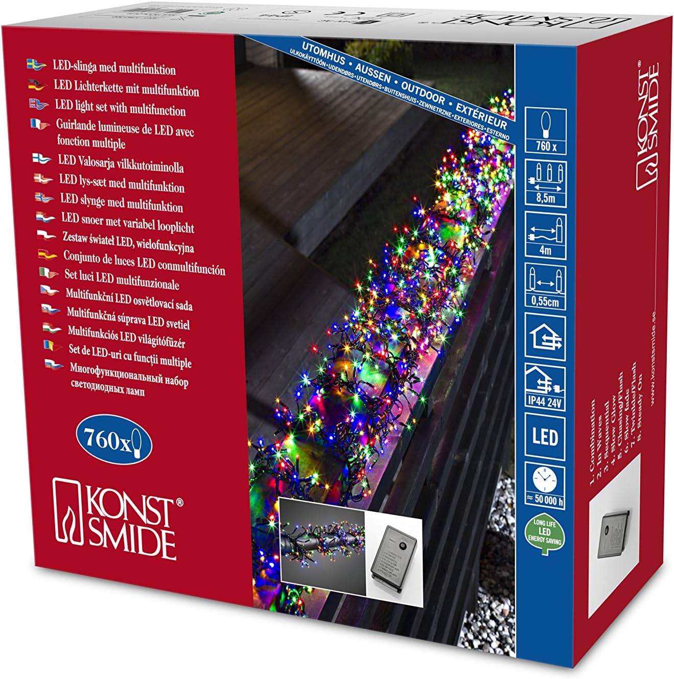 Konstsmide Christmas Lights LED Cluster Christmas Lights/Outdoor or Indoor (IP44)/24V Transforme /8 Functions