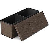 GLAXYFUR 43 Inches Folding Storage Ottoman Bench, Storage Chest, Footrest for Entryway, Living Room, Holds up to 660 lb, Brown