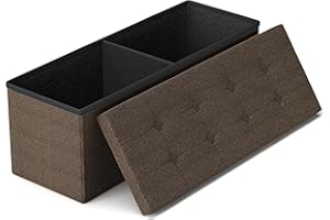 GLAXYFUR 110 cm Stroage Ottoman Bench, Folding Storage Chest, Linen Foot Rest for Bedroom, Entryway and Living Room, Load 300