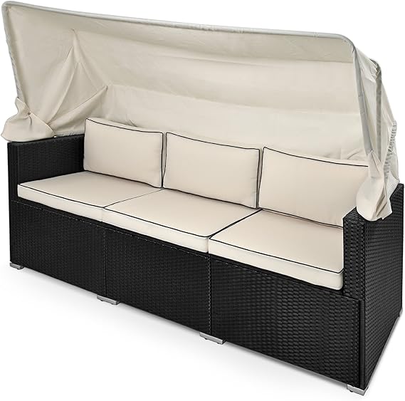 Deuba Garden Sofa Outdoor Poly Rattan 2 Seater Patio Furniture