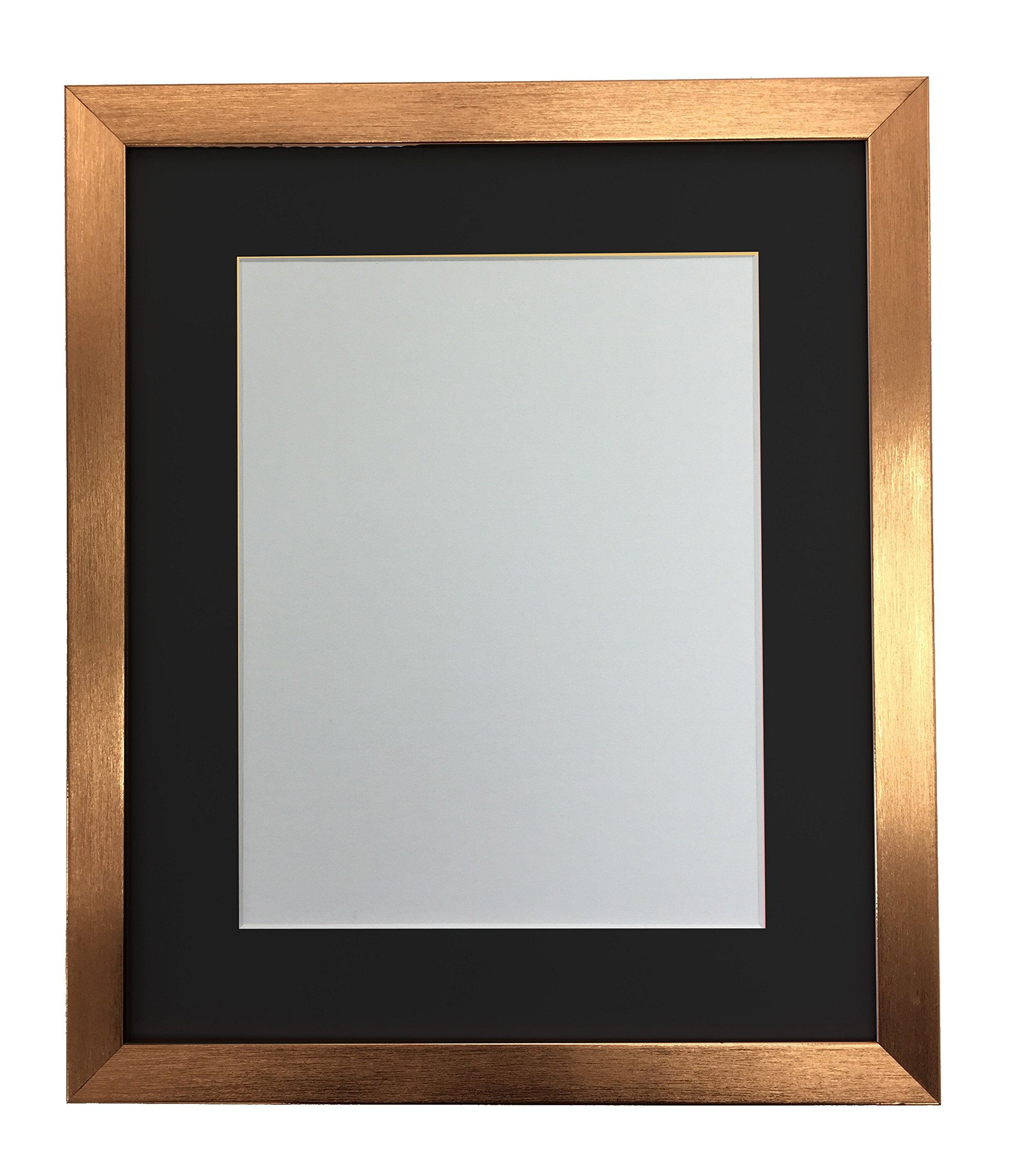 FRAMES BY POST 0.75 Inch Bronze Picture Photo Frame With Black Mount 6 x 4 Image Size 4 x 3 Inch Plastic Glass