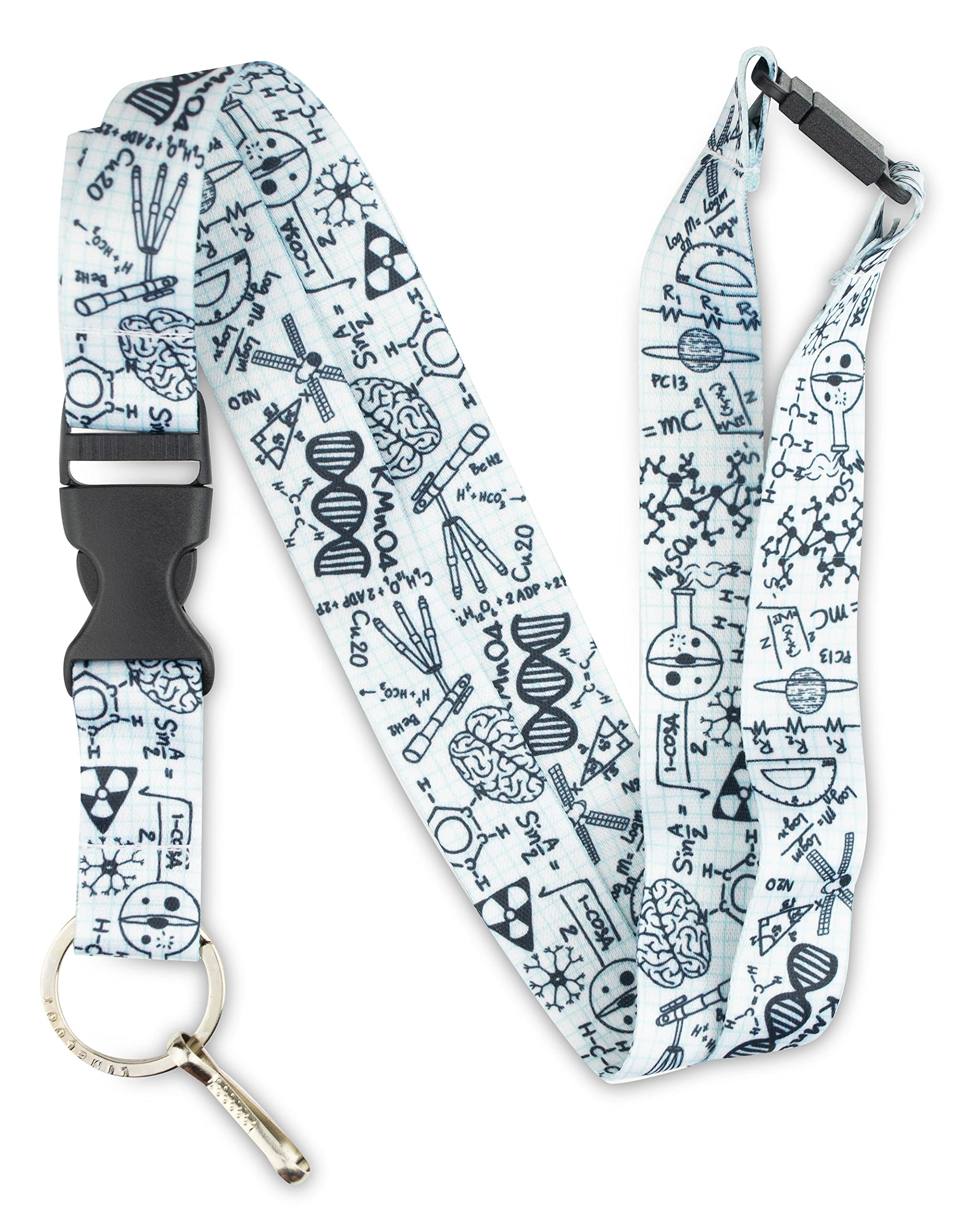 Limeloot STEM Math Science Graphing Paper Premium Lanyard with Breakaway, Release Buckle, and Flat Ring., Stem, Default