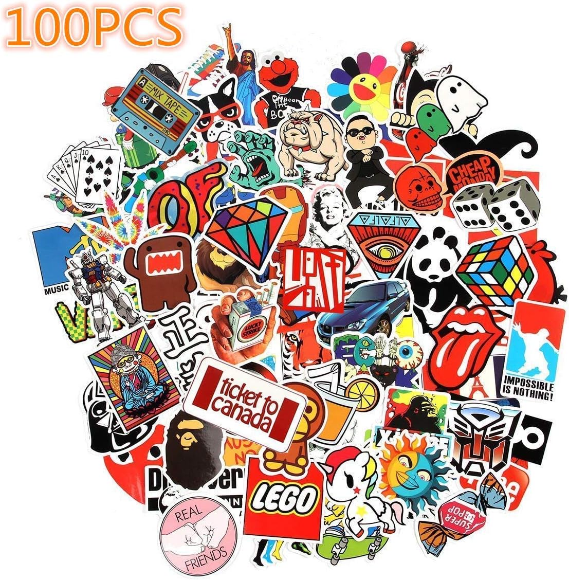 VSCO Stickers for Water Bottles Laptop 100Pcs Vinyl  Waterproof,Cute,Cool Stickers for Teens Girls Water Bottles Laptop Skateboard Suitcase DIY