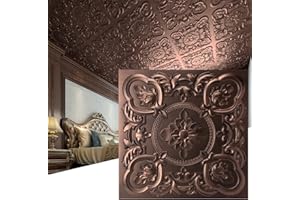 Art3dwallpanels 12 Pack Drop Ceiling Tiles, 24 x 24 Inch High Grade PVC 3D Wall Panels Vintage Flower Pattern for Interior Wa