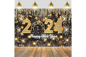 IPARTYCOOL Happy New Year Banner, 6x3.6ft New Years Eve party supplies 2024, Happy New Year Backdrop, 2024 Sign, New Years Decorations, 2024 NYE Decorations, 2024 Party Supplies, New Years Eve Photo Booth Props 2024